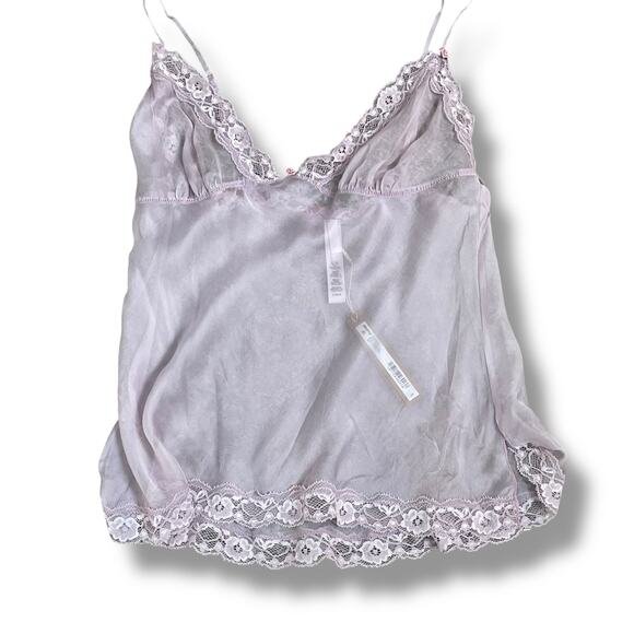 Skims Lace Triangle Silk Camisole Iris Mica Multi Large 12-14 100% Silk Purple - Picture 2 of 14